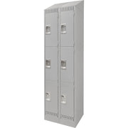 Steel Lockers, 3-Tier, Bank of 2, 24" x 18" x 86", Grey, Knocked Down