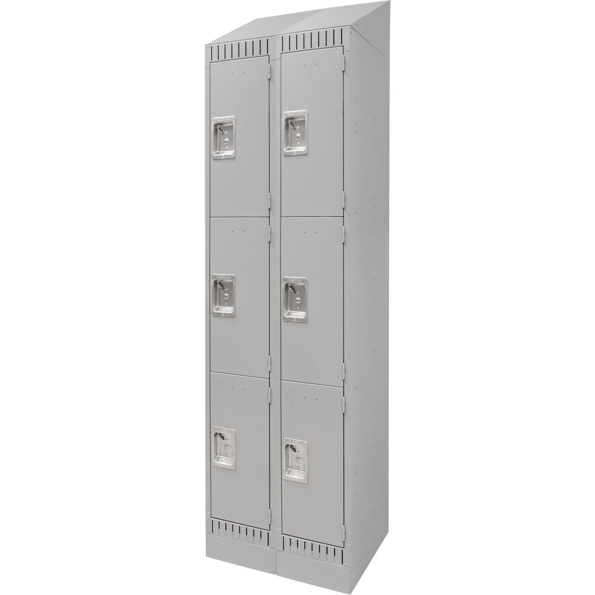Steel Lockers, 3-Tier, Bank of 2, 24" x 18" x 86", Grey, Knocked Down