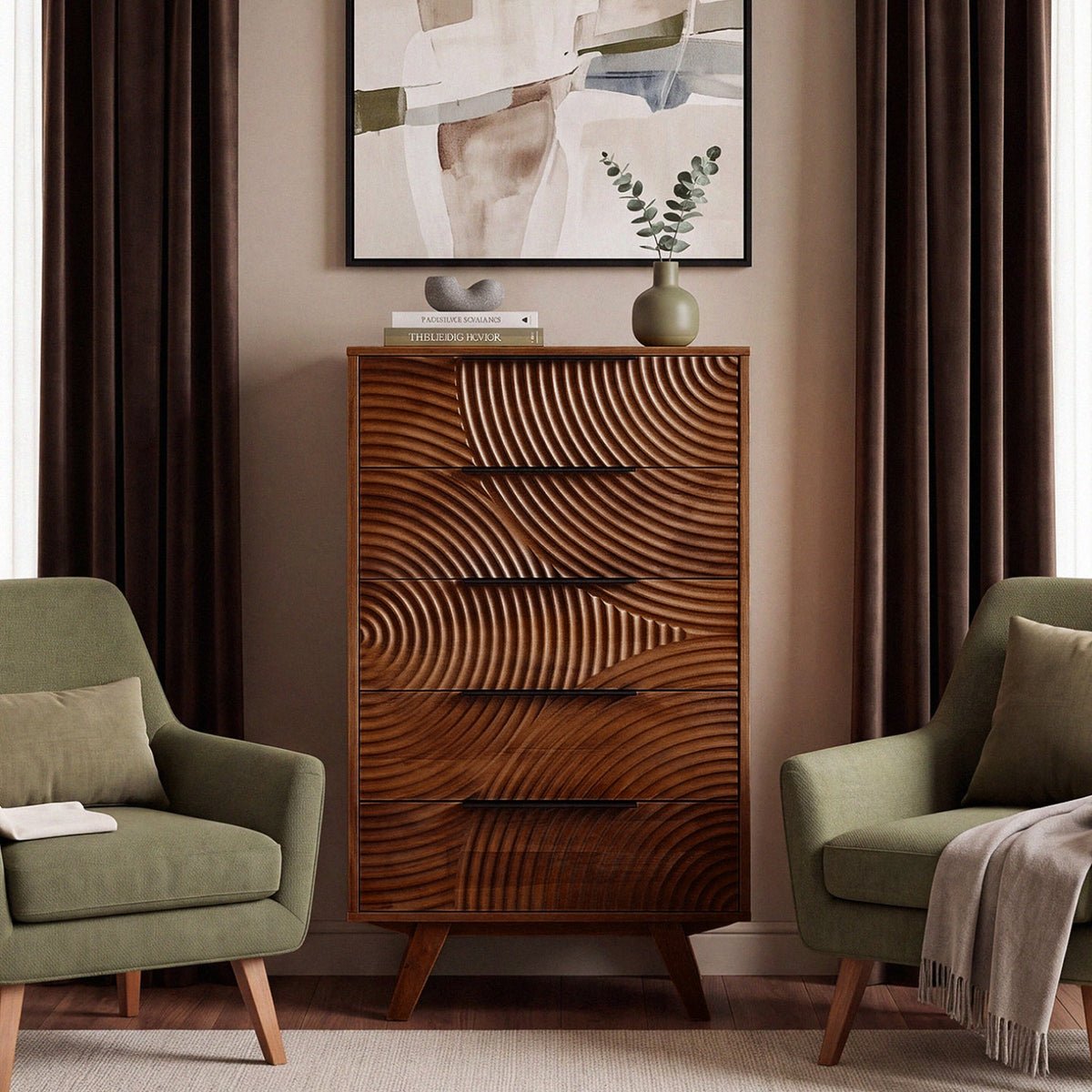Harmony Solid Rubber Wood 5-Drawer Dresser