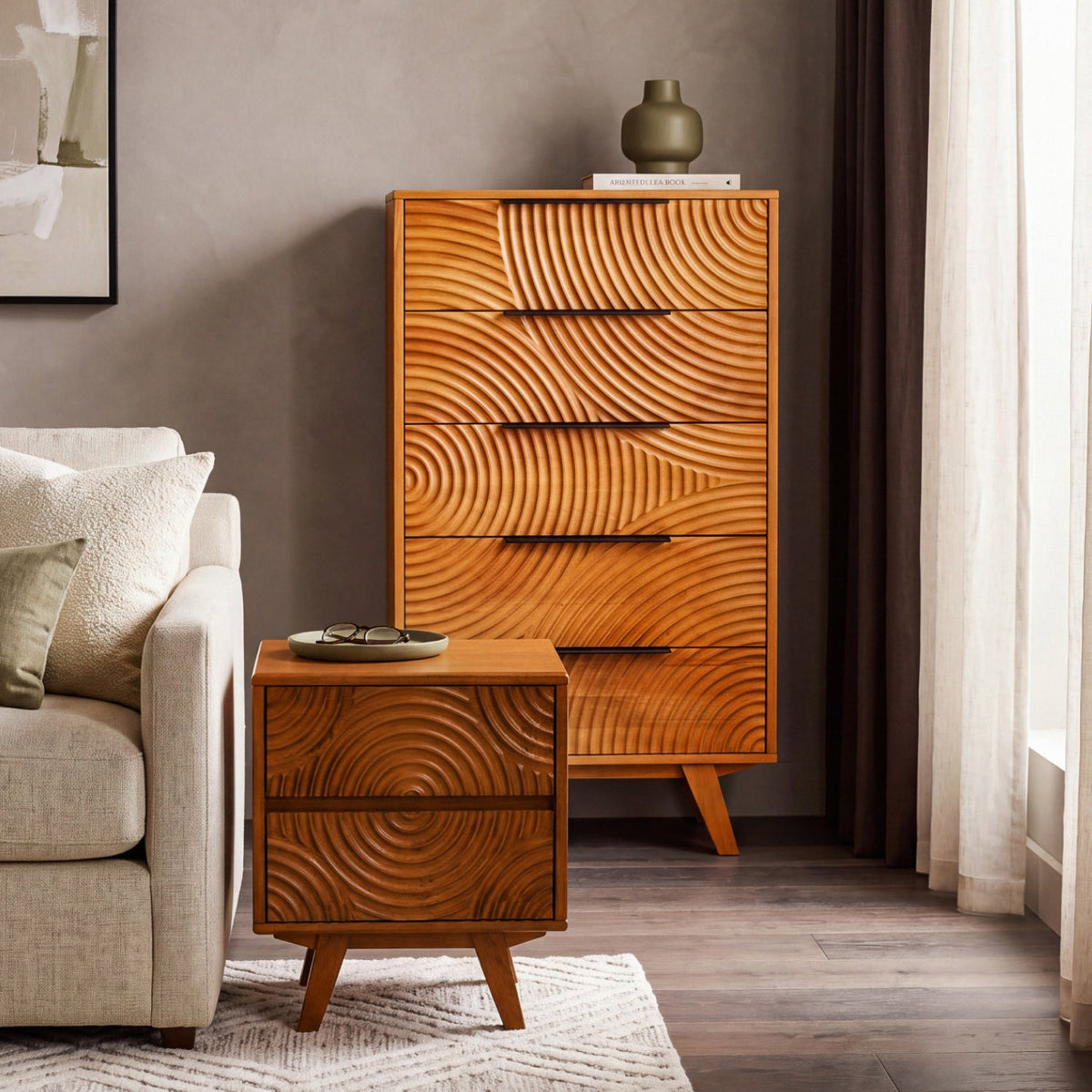 Harmony Solid Rubber Wood 5-Drawer Dresser