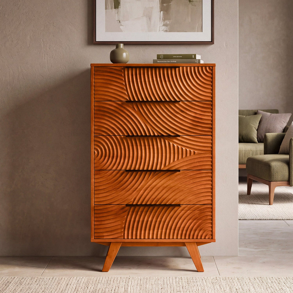 Harmony Solid Rubber Wood 5-Drawer Dresser