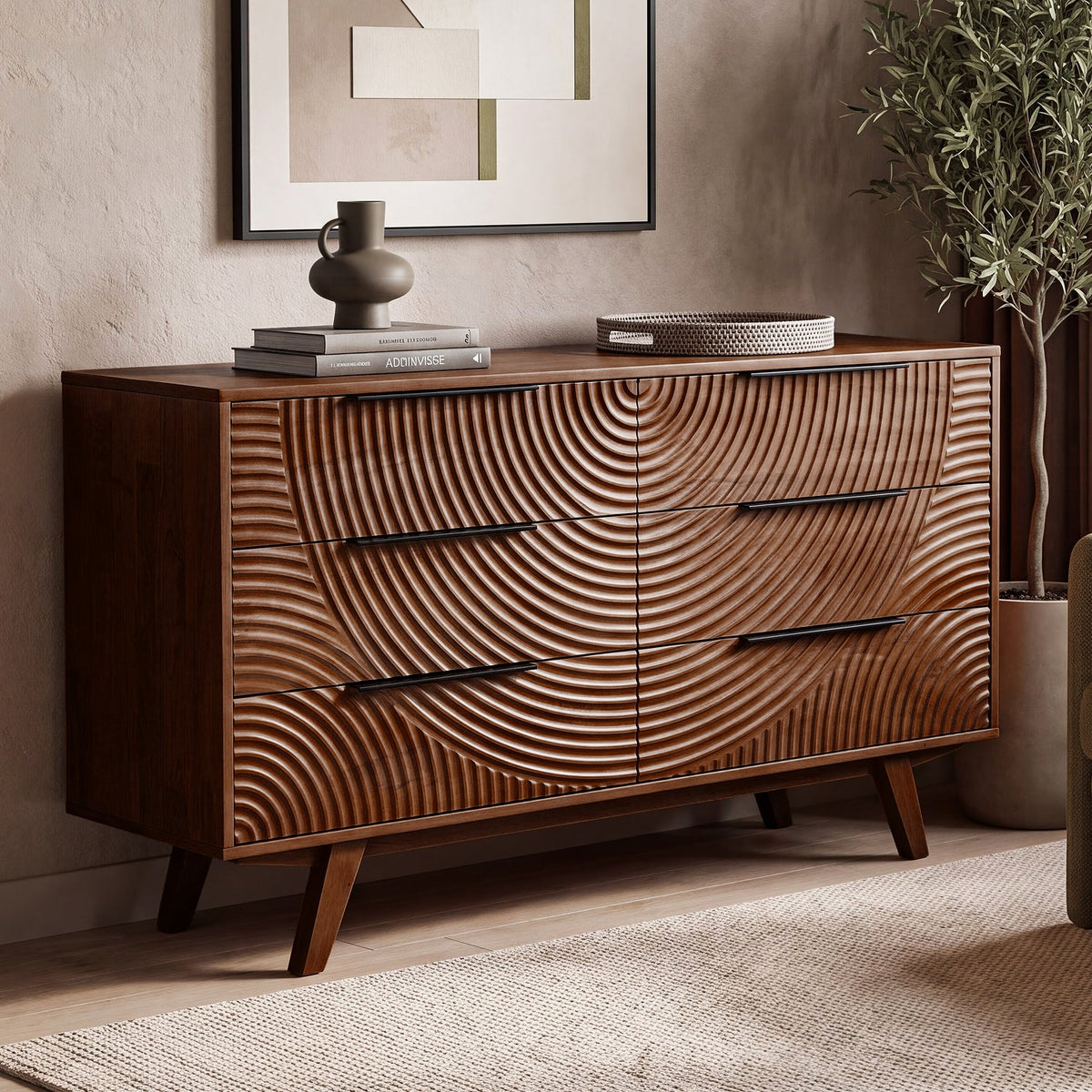 Harmony Solid Rubber Wood 6-Drawer Dresser