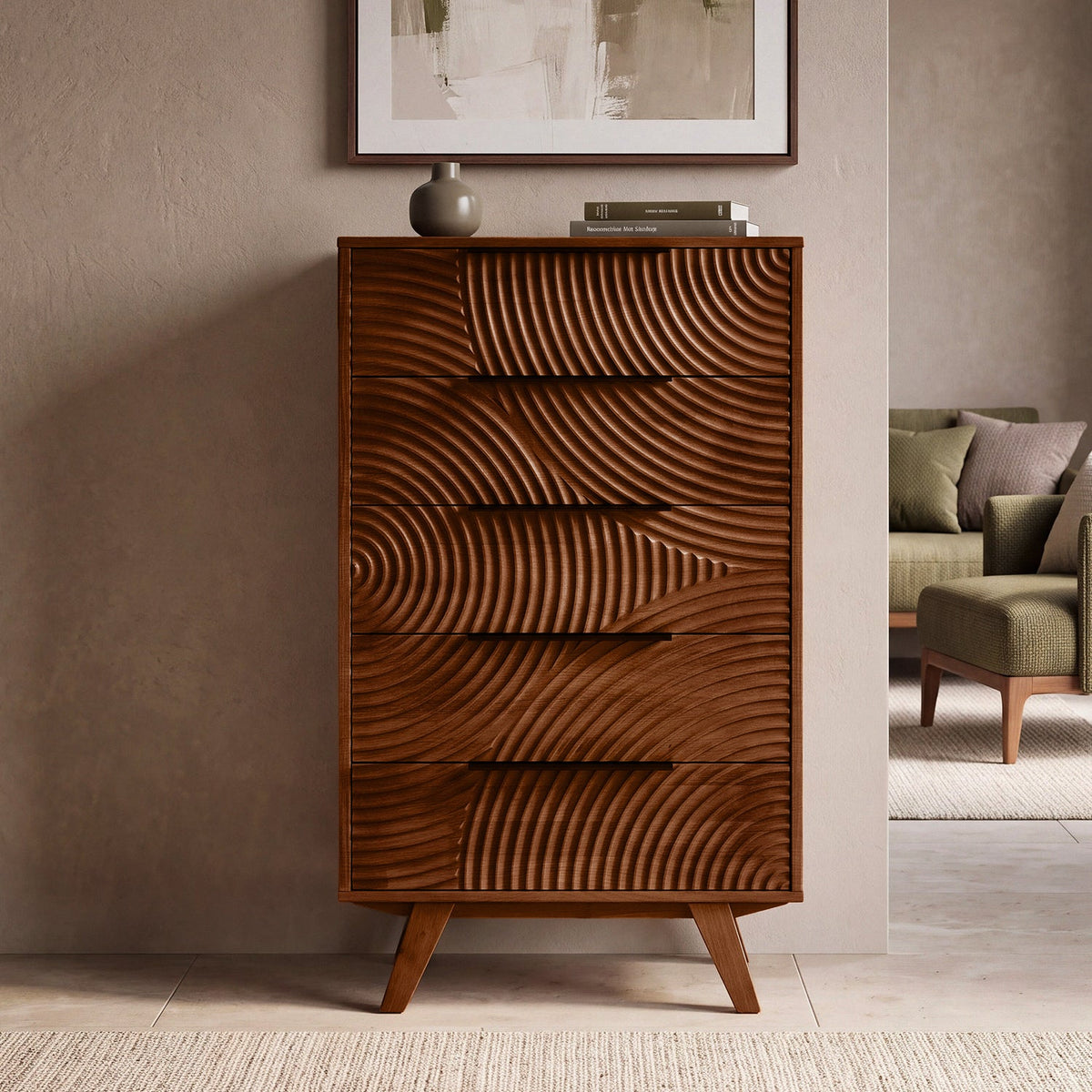 Harmony Solid Rubber Wood 5-Drawer Dresser