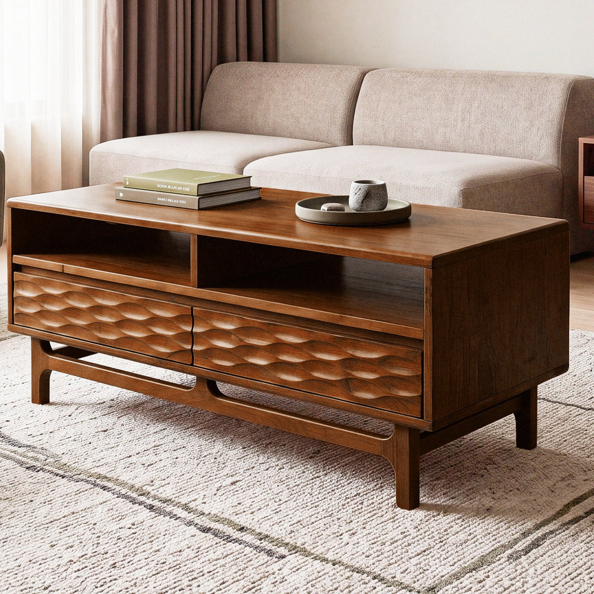 Elara Solid Rubber Wood Coffee Table