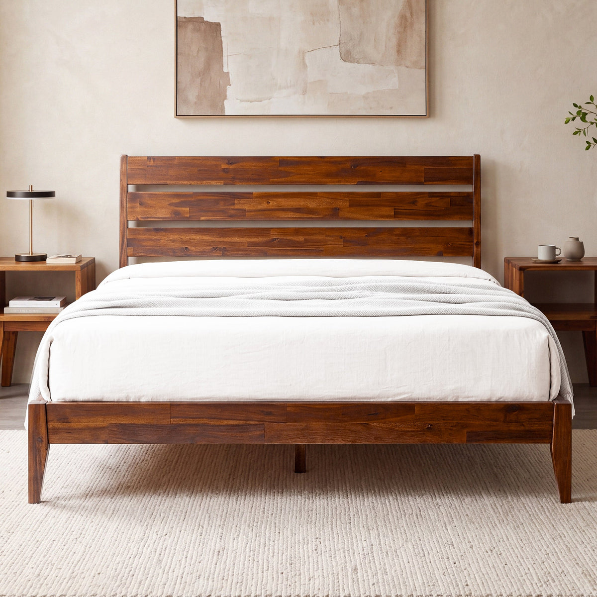 Emery Solid Acacia Wood Bed Frame