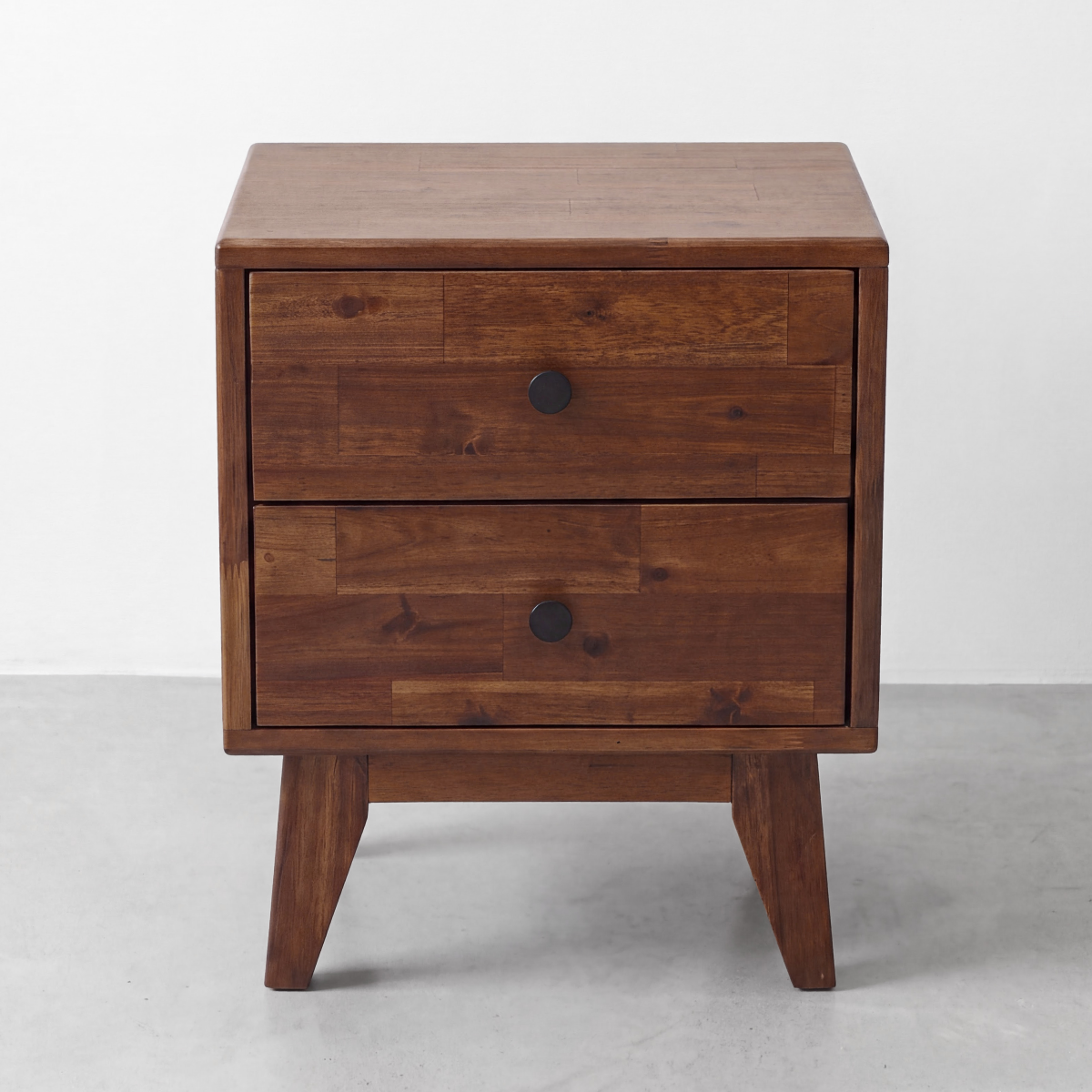 Silvia 2-Drawer Solid Acacia Wood Nightstand