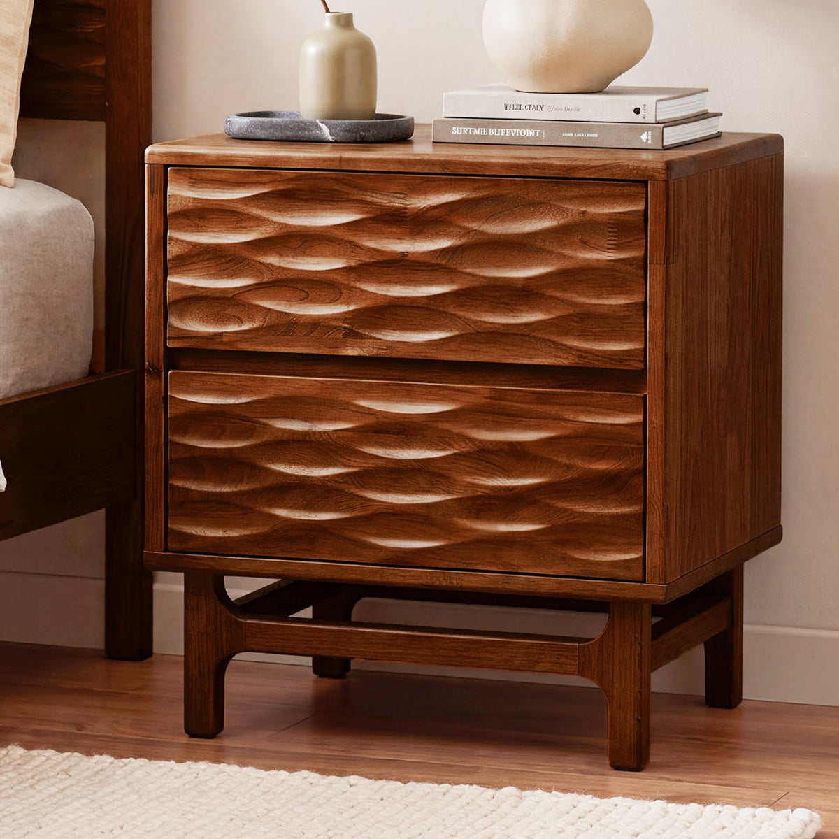 Elara Solid Rubber Wood Nightstand