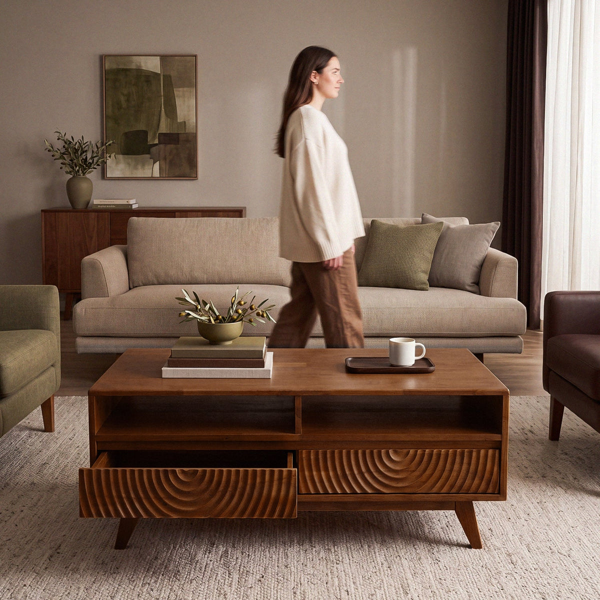 Harmony Solid Rubber Wood Coffee Table