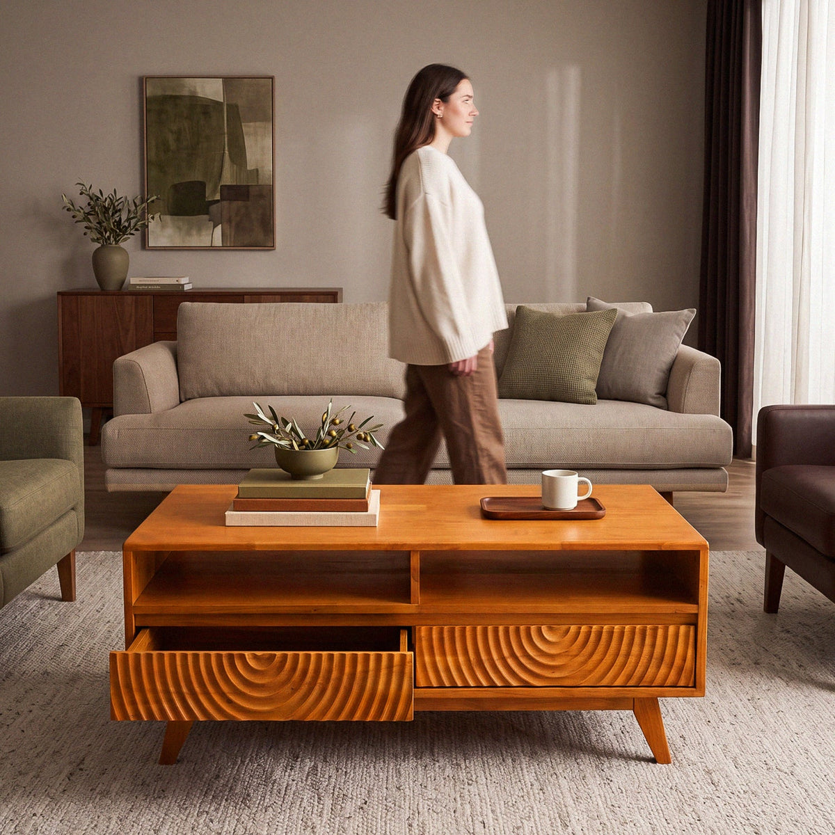 Harmony Solid Rubber Wood Coffee Table