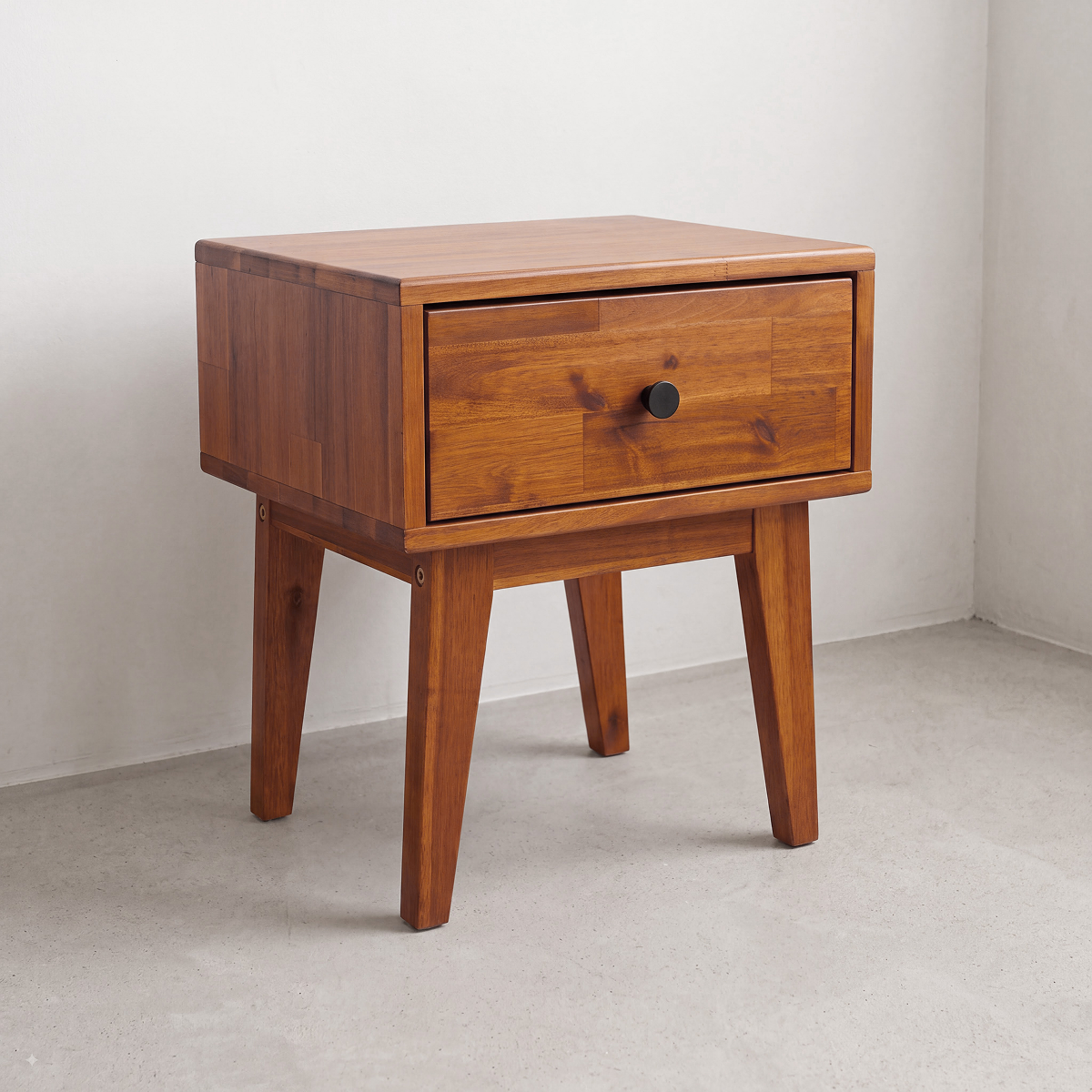 Sofia 1-Drawer Solid Acacia Wood Nightstand