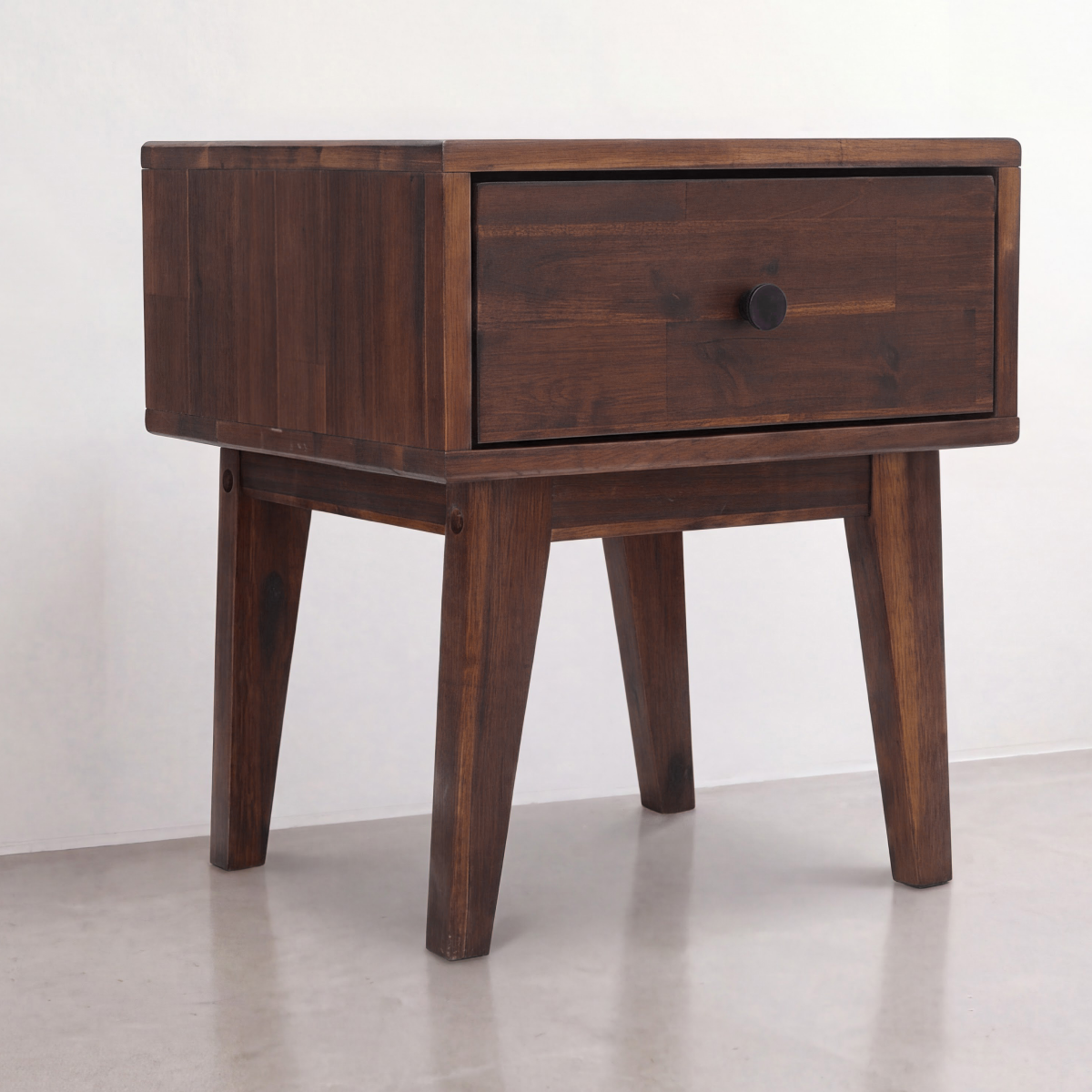 Sofia 1-Drawer Solid Acacia Wood Nightstand