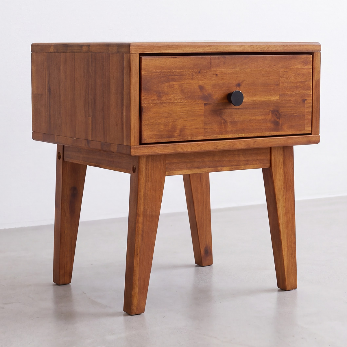 Sofia 1-Drawer Solid Acacia Wood Nightstand