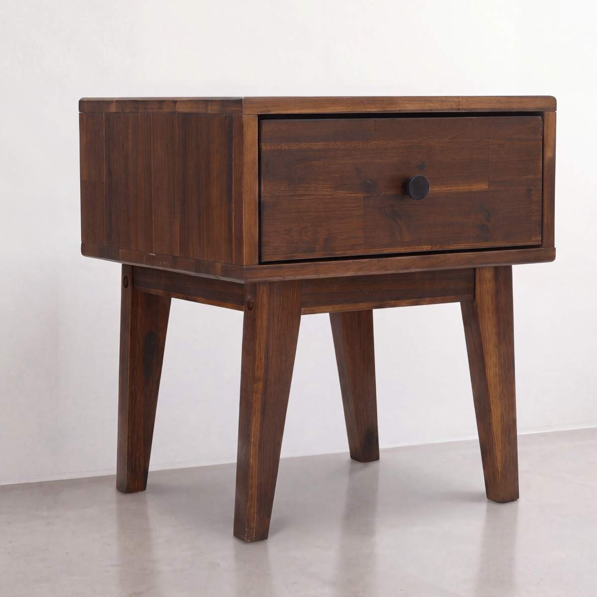 Sofia 1-Drawer Solid Acacia Wood Nightstand