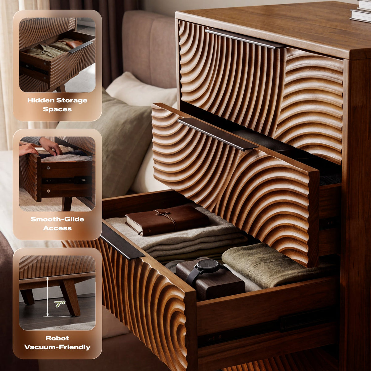 Harmony Solid Rubber Wood 5-Drawer Dresser