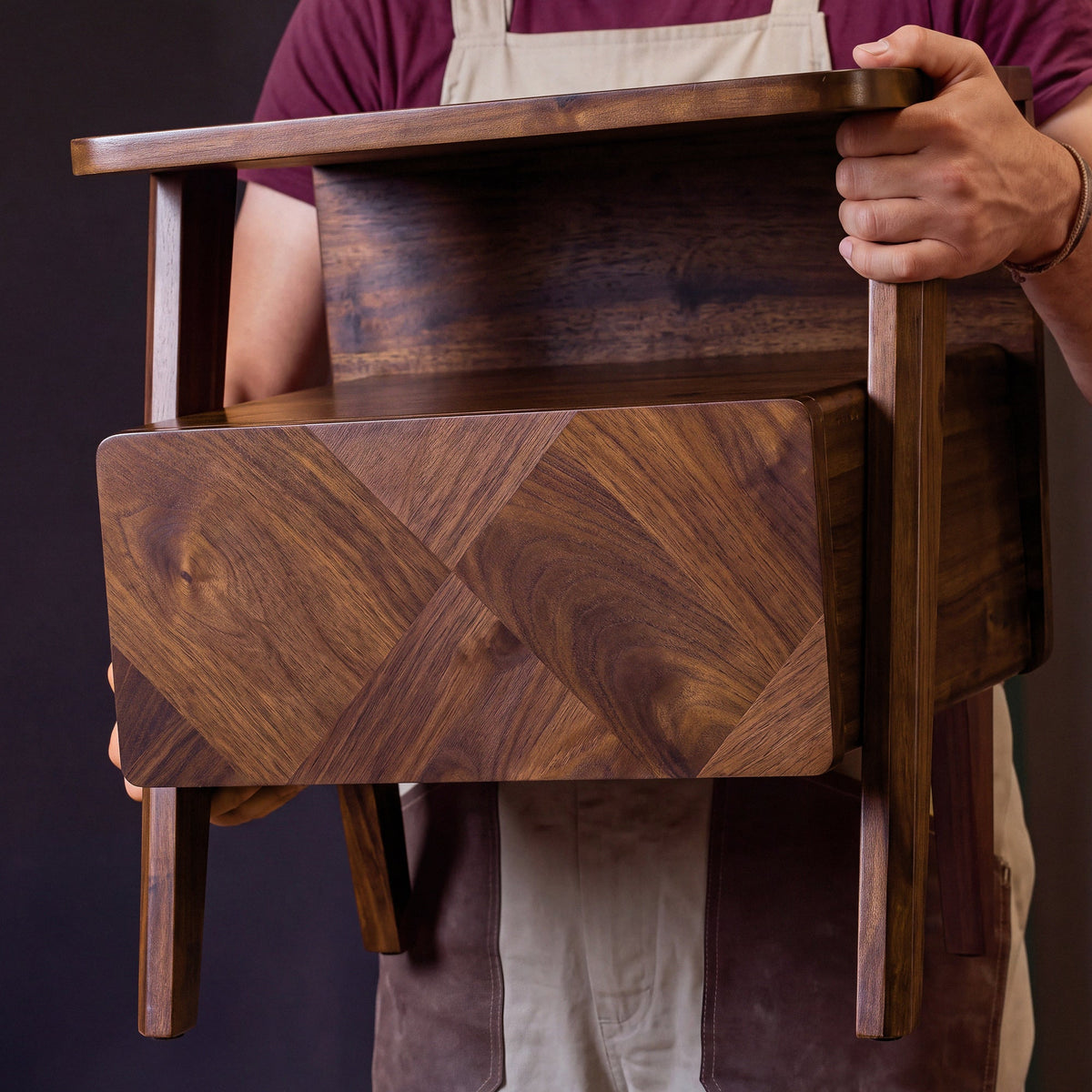 Rum Solid Acacia Wood Nightstand