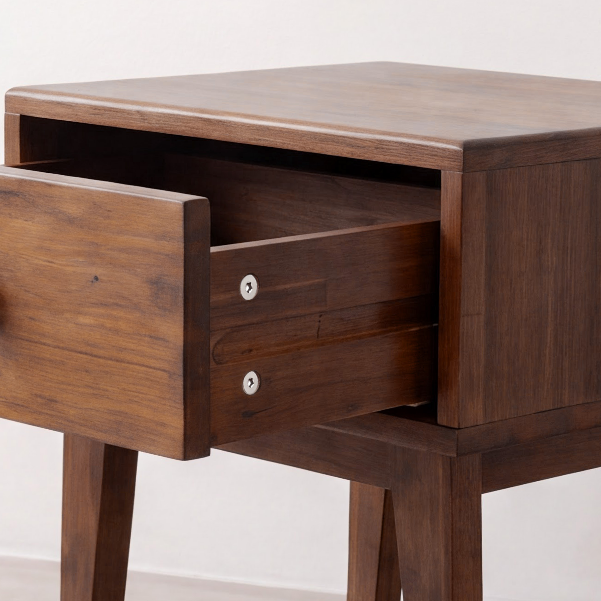 Sofia 1-Drawer Solid Acacia Wood Nightstand