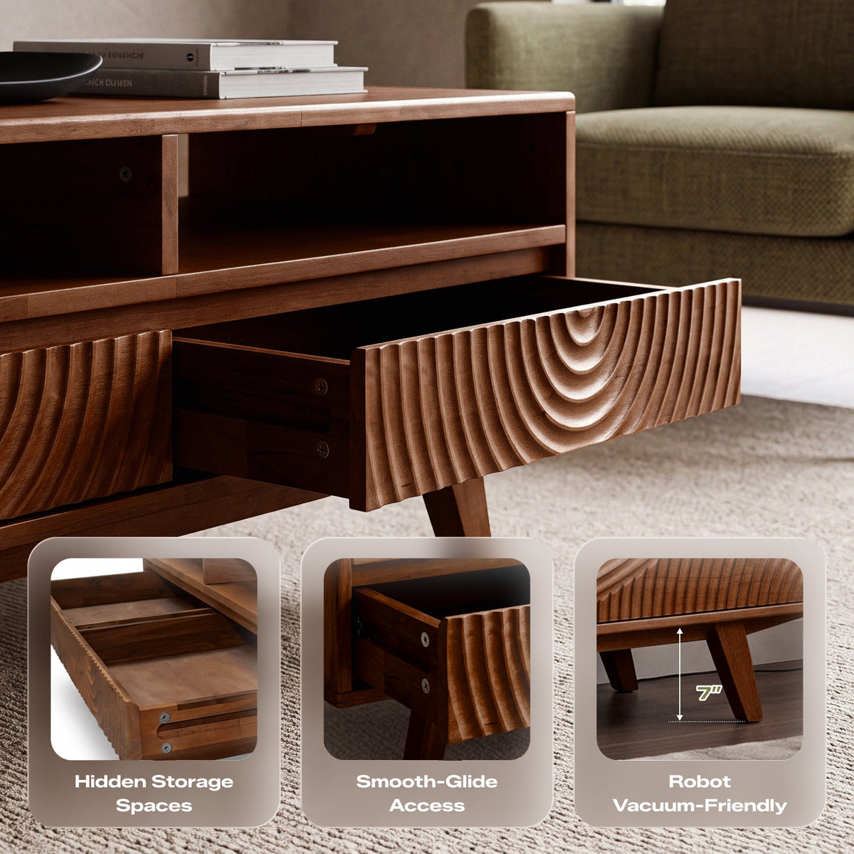 Harmony Solid Rubber Wood Coffee Table