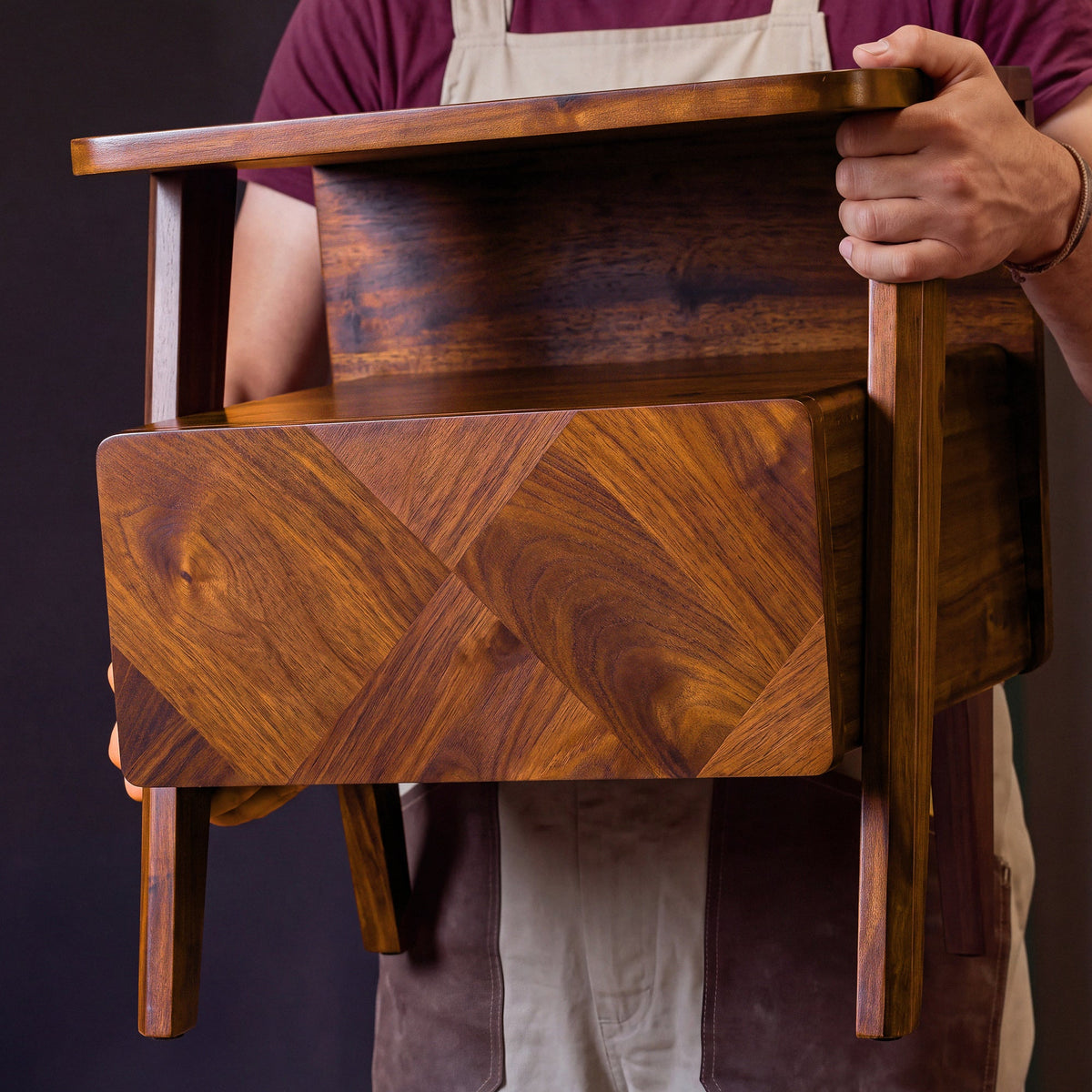 Rum Solid Acacia Wood Nightstand