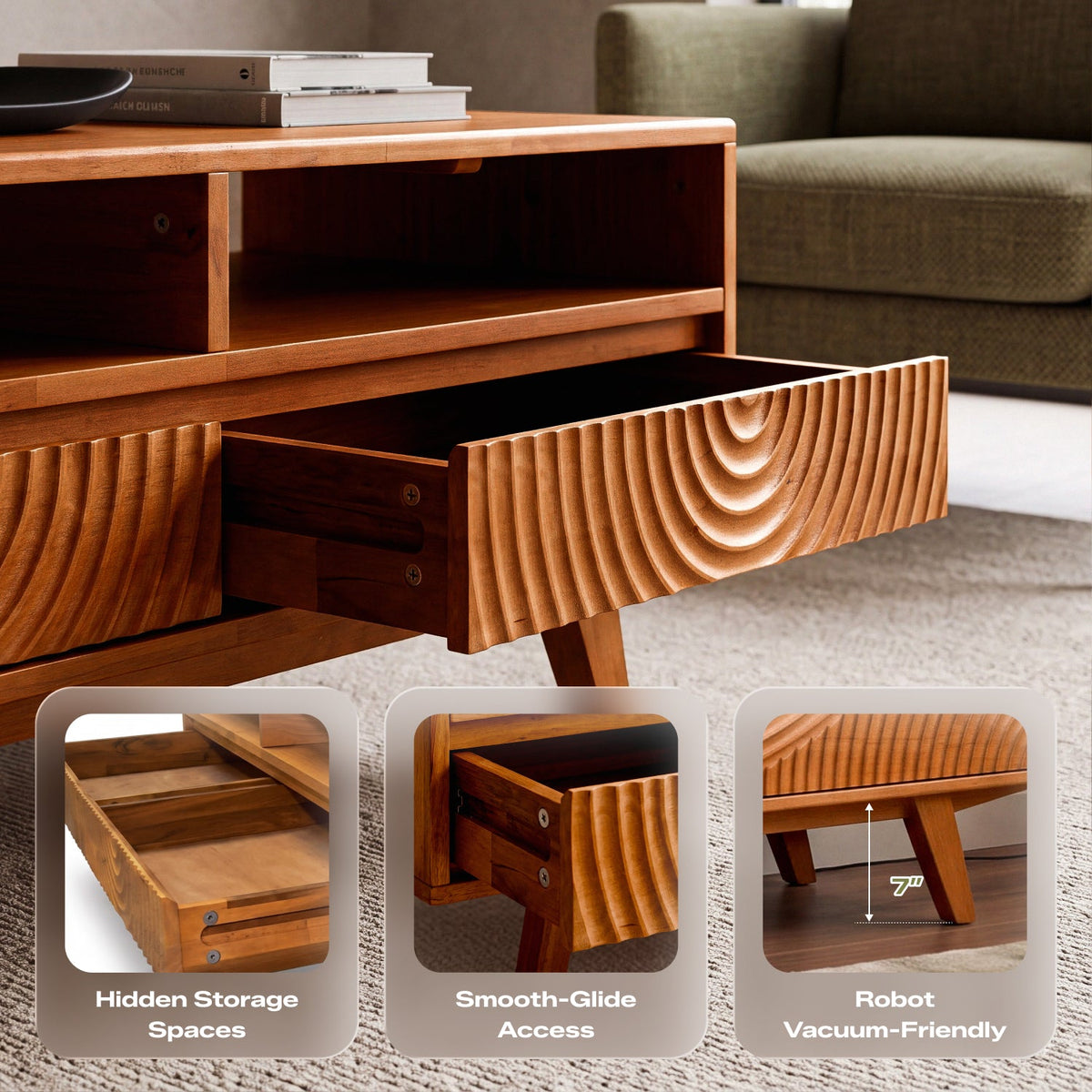 Harmony Solid Rubber Wood Coffee Table