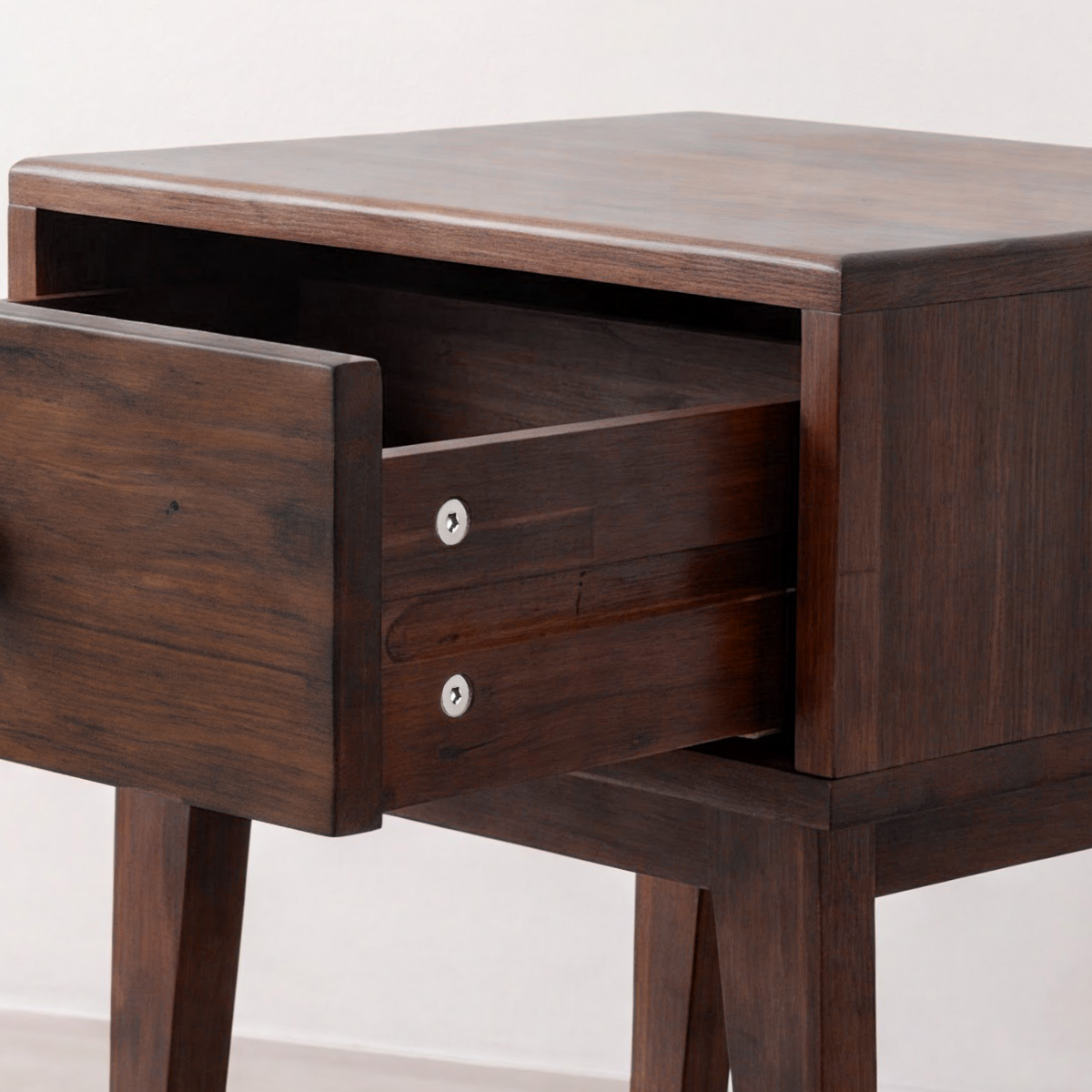 Sofia 1-Drawer Solid Acacia Wood Nightstand