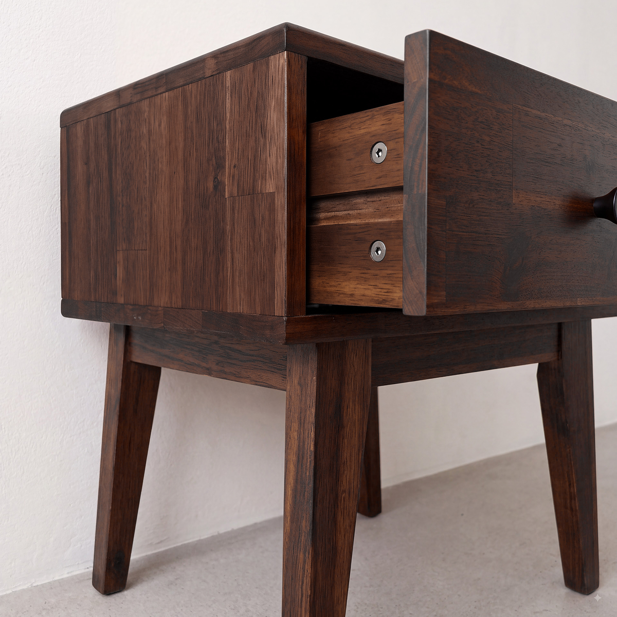 Sofia 1-Drawer Solid Acacia Wood Nightstand