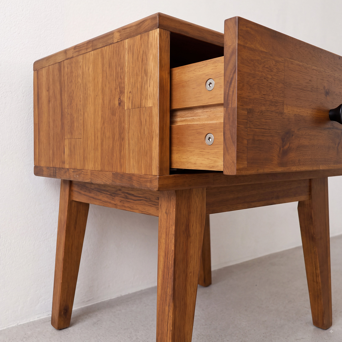 Sofia 1-Drawer Solid Acacia Wood Nightstand