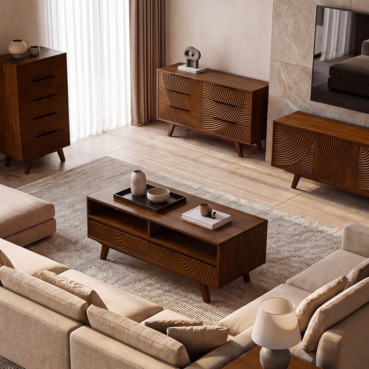 Harmony Solid Rubber Wood Coffee Table