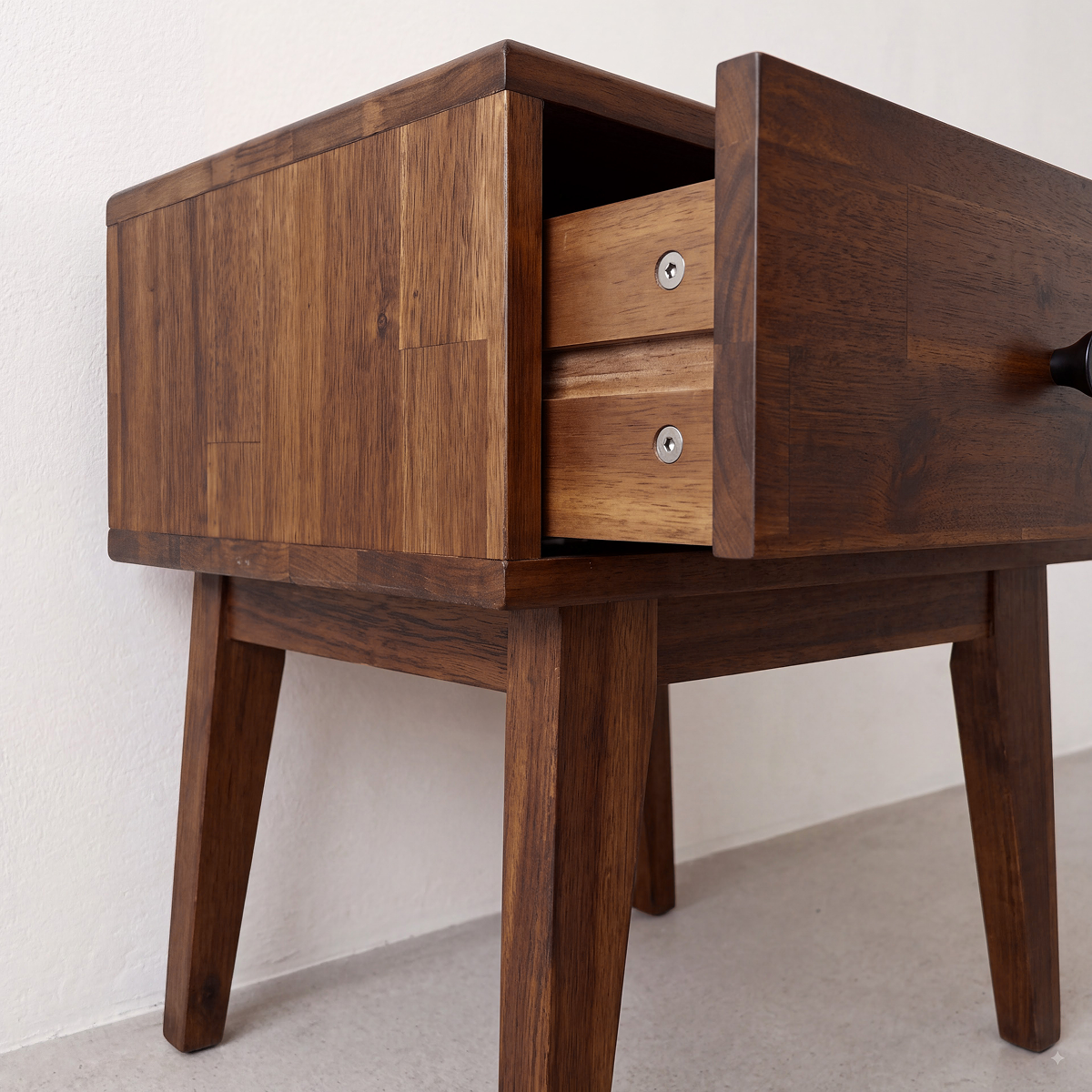 Sofia 1-Drawer Solid Acacia Wood Nightstand