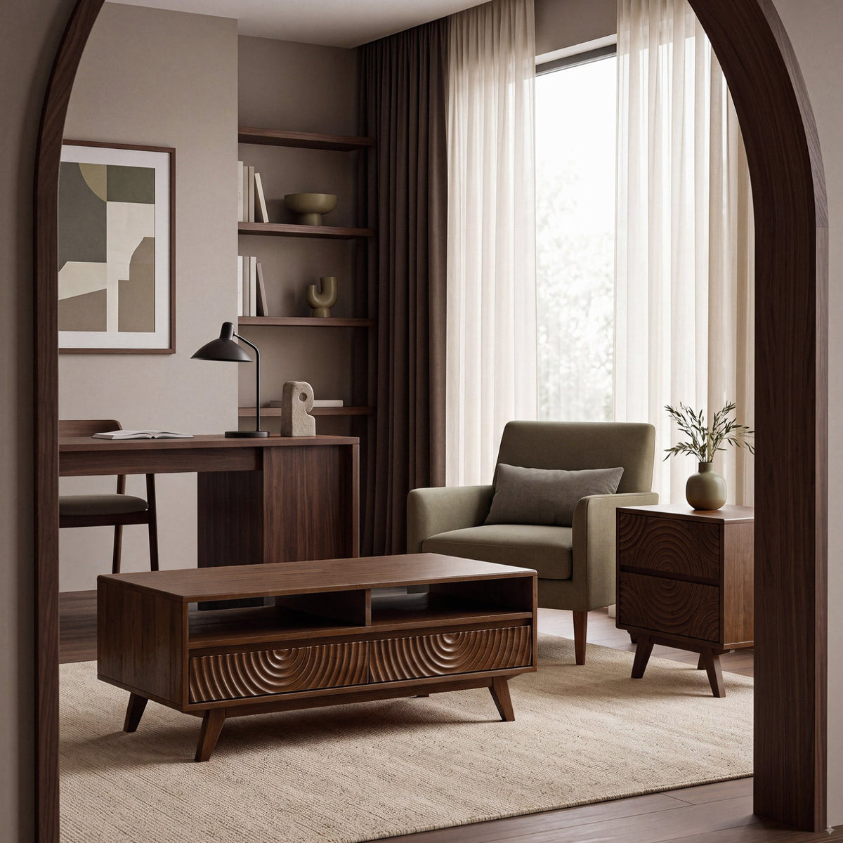 Harmony Solid Rubber Wood Coffee Table