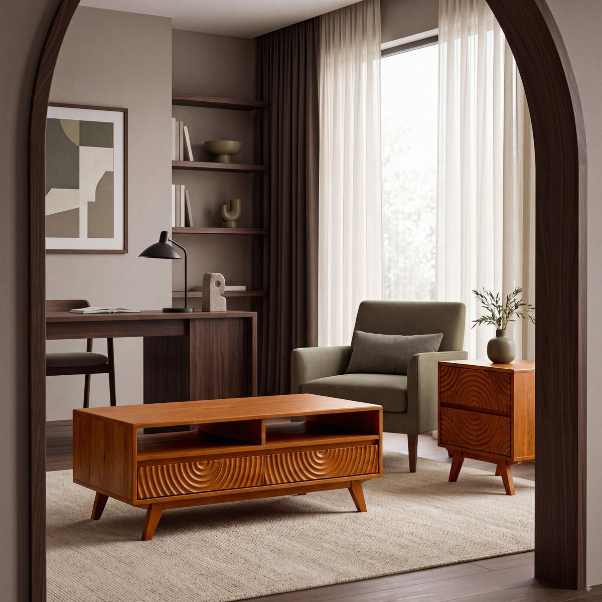 Harmony Solid Rubber Wood Coffee Table