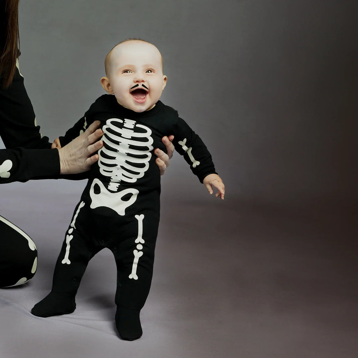 Petit Lem Skeleton Glow in the Dark Sleeper, Black