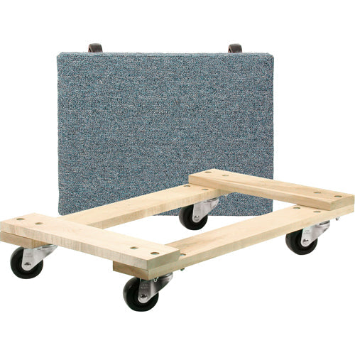 Medium-Duty Solid Wood Dolly, 18" x 24", 900 lb, Polyolefin Wheels