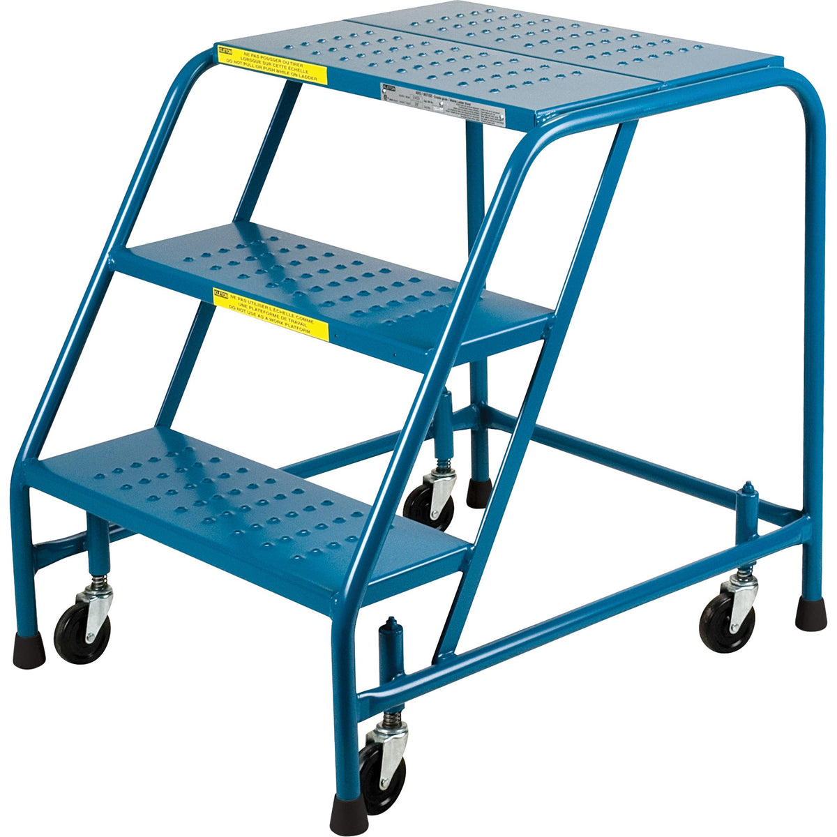 CSA Steel Rolling Step Ladder, 3 Steps, 22" Wide, 28" Platform