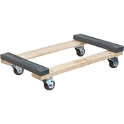 Rubber End Hardwood Dolly, 18" x 30" x 7", 1,400 lb