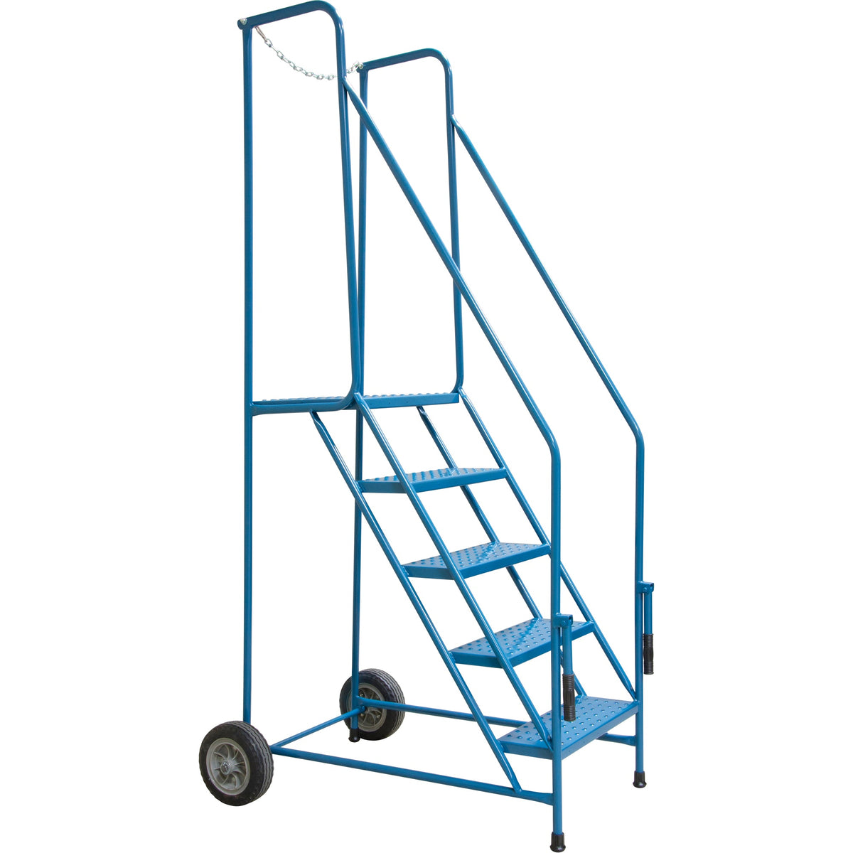 Steel Trailer Access Rolling Ladder with Rails, 5 Steps, 46" Platform