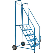 Steel Trailer Access Rolling Ladder with Rails, 6 Steps, 55" Platform