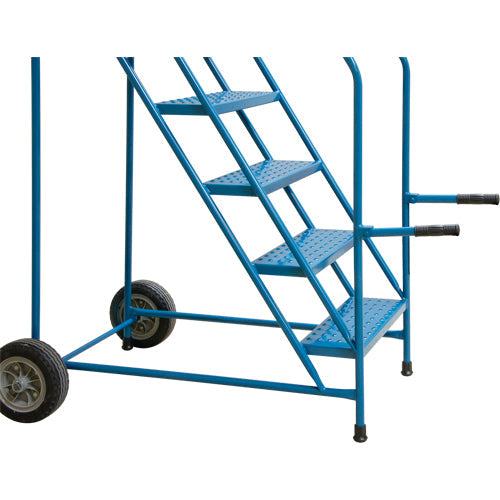 Steel Trailer Access Rolling Ladder with Rails, 5 Steps, 46" Platform