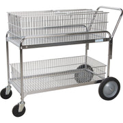 Chrome Wire Mesh Office Mail Cart, 23" x 42" x 38", 250 lb
