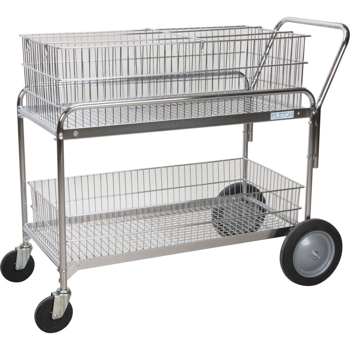 Chrome Wire Mesh Office Mail Cart, 23" x 42" x 38", 250 lb