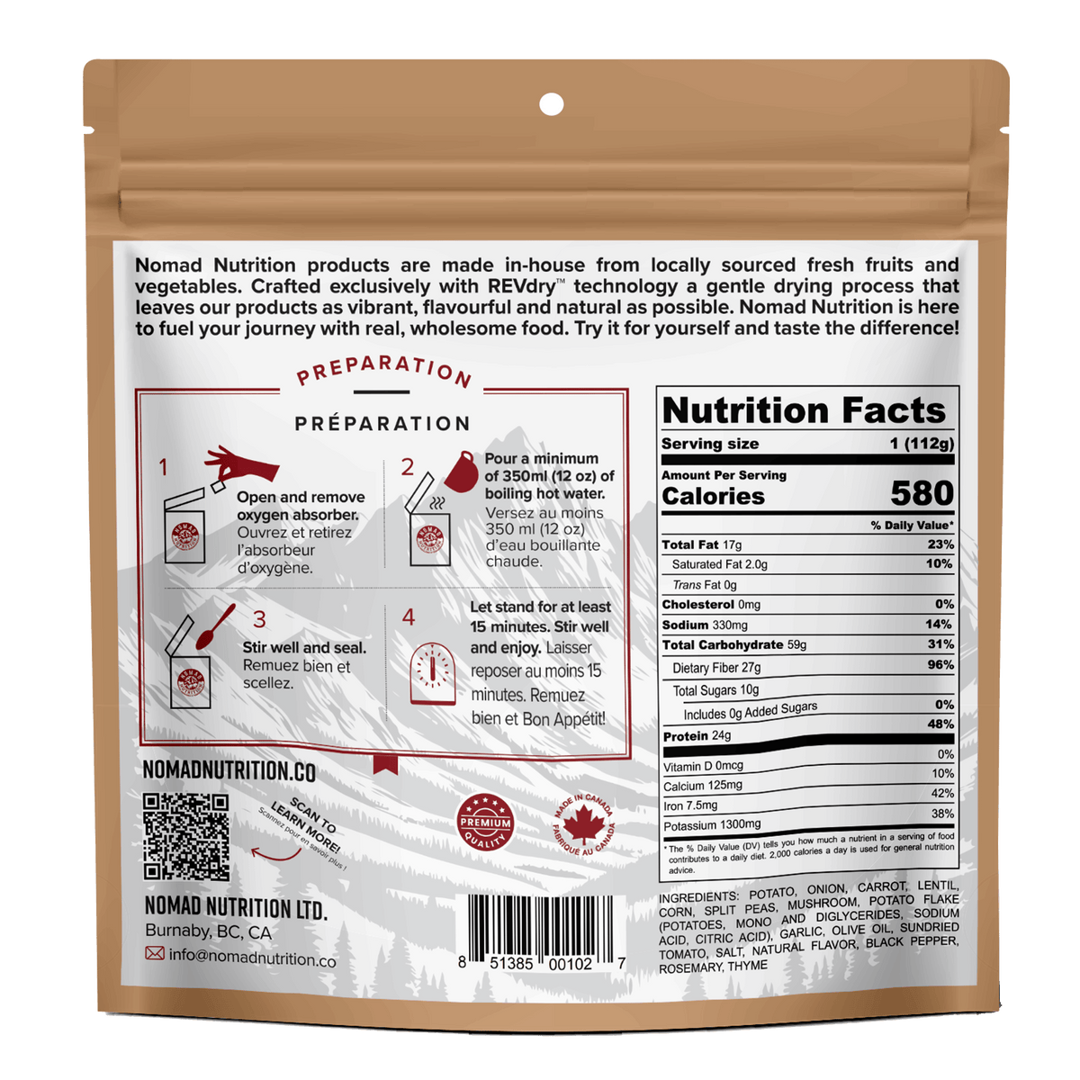 Nomad Nutrition Irish Shepherd's Pie Dehydrated Meal