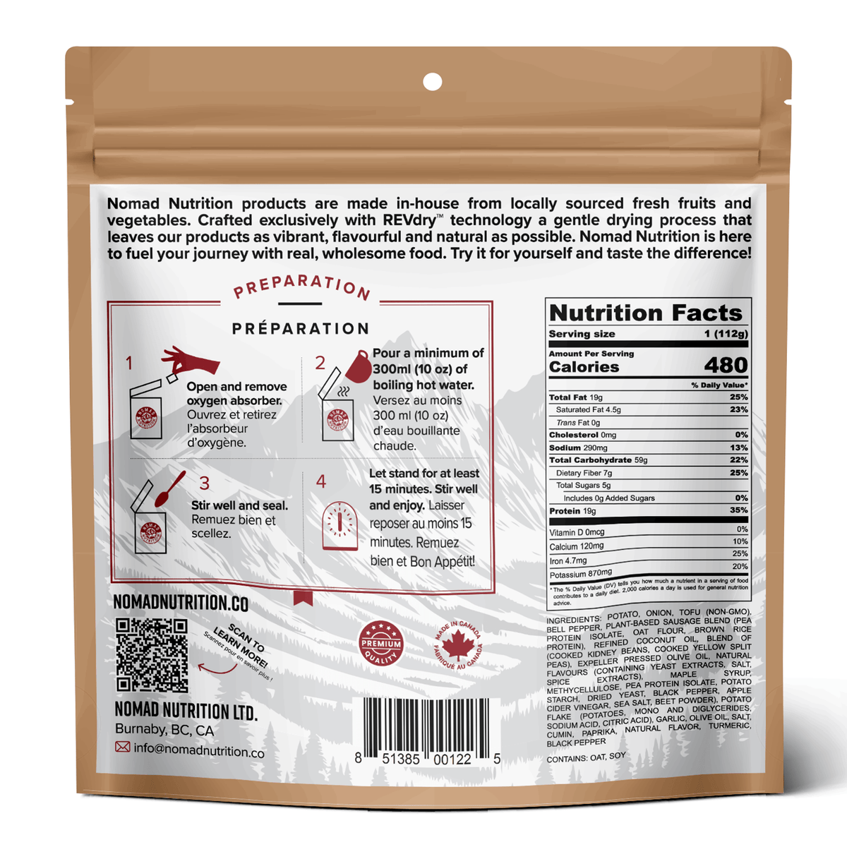 Nomad Nutrition Southwest Breakfast Skillet Dehydrated Meal