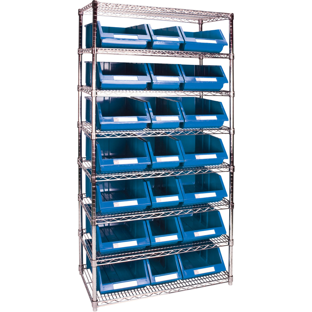 Heavy-Duty Wire Shelving Unit with Bins, 8 Tiers, 36" x 18" x 74"