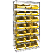 Heavy-Duty Wire Shelving Unit with Bins, 8 Tiers, 36" x 18" x 74"