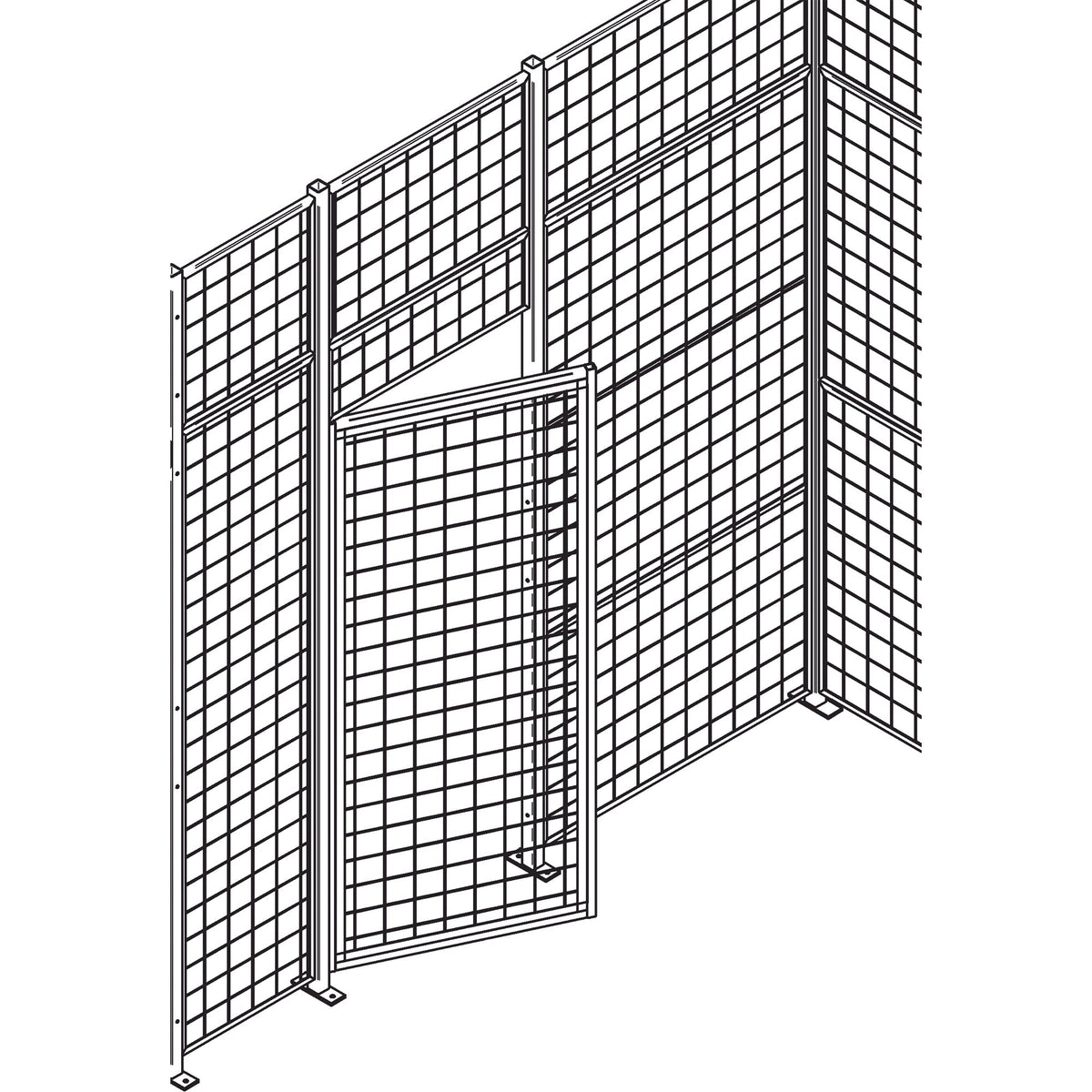 Standard-Duty Wire Mesh Partition Swing Door, 4' W x 7' H