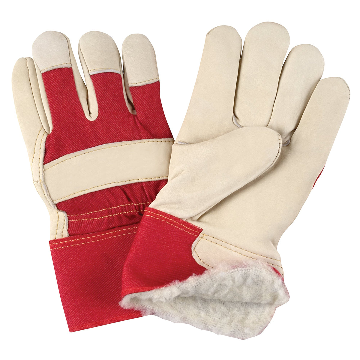 Red & White Winter-Lined Fitters Gloves