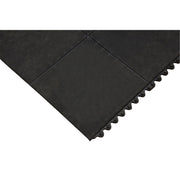 Anti-Fatigue Matting, Smooth, 3' x 3' x 1/2", Black, Natural Rubber