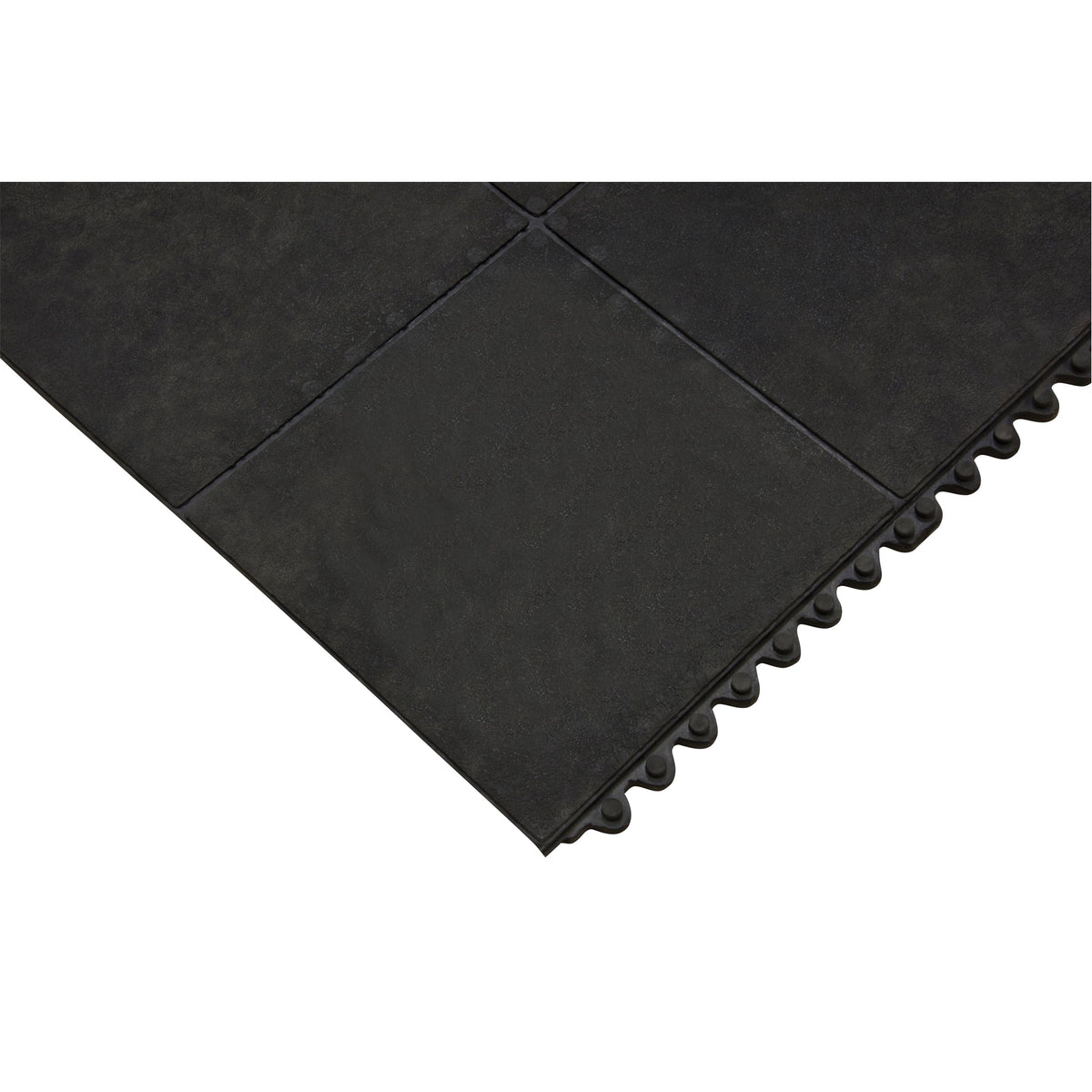 Anti-Fatigue Matting, Smooth, 3' x 3' x 1/2", Black, Natural Rubber