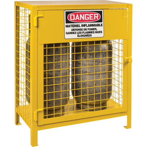 Gas Cylinder Cabinet, 2 Cylinders, 30" W x 17" D x 37" H, Yellow