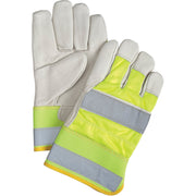 High-Visibility Grain Cowhide Fitters Gloves, Large