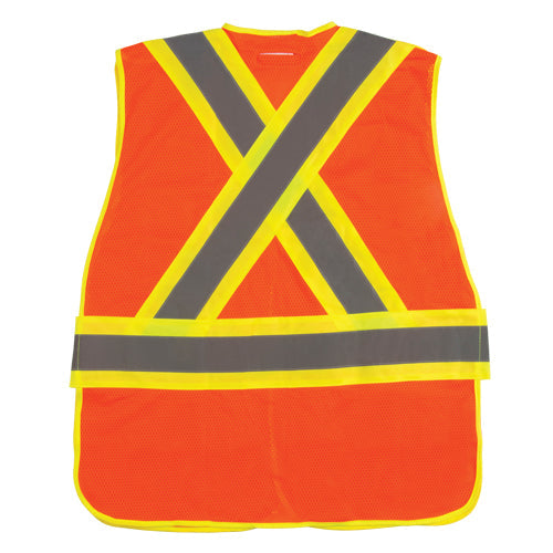 Surveyor's Safety Vest, High Visibility Orange, Large, Polyester
